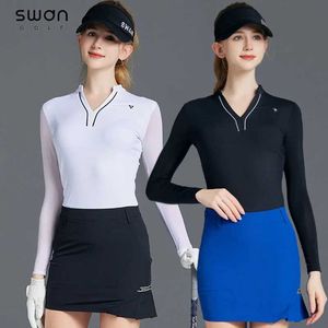 Suits-survêtements pour femmes SG Tops à col en V long-slved à longues t-shirts Sunscrn Girl Girl Anti-Light High Pantskirt Slim Crayer Jupe Sents Y240507