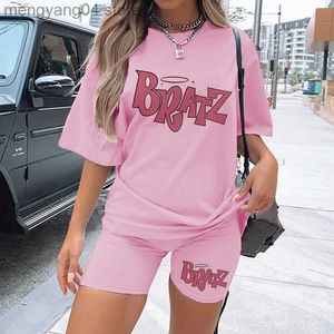 Tracksuits voor dames Spring Summer Jogging 2-Pieces Set Women Outfit Korte Mouw Running Sports Cute Bratz Print T-shirts en shorts Sets voor vrouwelijke T230515