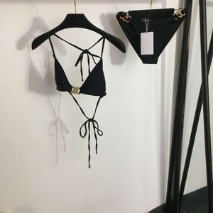 Survêtements d'été pour femmes, Bikini, décoration de poitrine, sous-vêtements à lacets (avec coussin + sous-vêtements triangulaires)