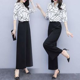 Survêtements femme été deux pièces ensemble OL dames femmes ensembles haut et pantalon jambe large femme survêtement Blouse/pantalon/ensemble choix