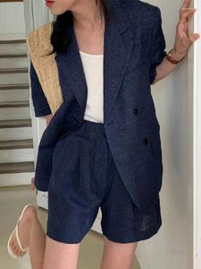 Suits-survêtements pour femmes Summer Two Piece Femme Femme coréenne Mine à manches courtes Blazer Jacket avec shorts Cost Vintage 2 tenues Femme