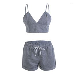 Tracksuits voor dames zomer dames casual sportpak solide kleur camisole shorts pyjama sportswear kleding 2 stks