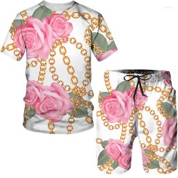 Dames trainingspakken zomer vrouwen mannen twee stukken set luxe tropische keten 3D print tracksuit hipster outfits casual Hawaiiaanse stijl