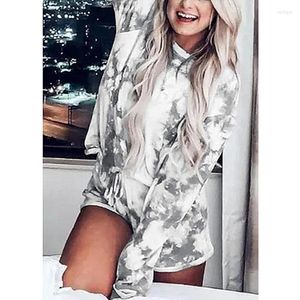 Dames tracksuits zomer dames tops mujer lounge slijtage shirts lange mouw tweedelig set shorts ensemble femme tie dye pijama camisetas