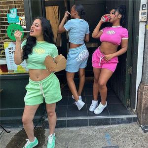 Survêtements pour femmes Synaworld Y2K 2 pièces Ensembles Femmes Tenues Hip Hop Streetwear 2023 T-shirt à manches courtes Shorts Deux tenues Hot et Spicy Sweetheart Sexy