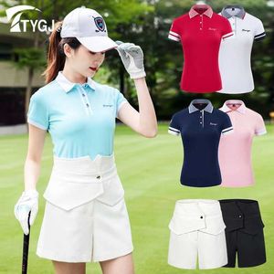 Suits de survêtement pour femmes ttygj femmes courts polo slve patchwork slim tops filles d'été short mince short slim haut de taille y240507