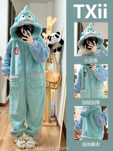 Trajes de mujer TXII S4XL Pez payaso Coral Fleece Onepiece Pijamas para mujeres Felpa y gruesa bata de casa de invierno Tipo integrado 231208