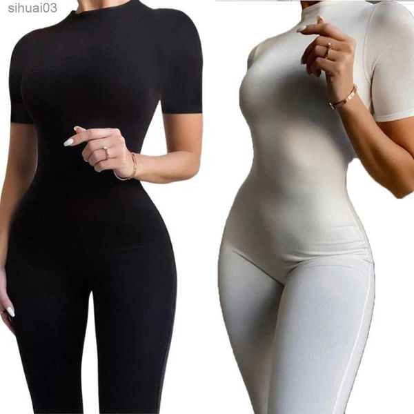 Spares de canciones para mujeres U-SHOT Mujeres Turtleneck One Piece Sportwear Yoga Sólido Manio de manga larga Carriendo el flaco Playsuit sexy femenino Rompersl2403