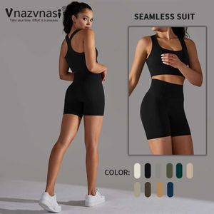 Les survêtements féminins Vnazvnasi setamless fitness costume push up Sports Kit pour femme de gymnase de gymnase Vêtements de vêtements de sport hautement élastiques 2 PCS Y240426
