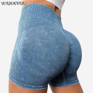 Tracksuits voor dames Wanayou - Dames hoge taille yoga shorts sport panty's comfortabele fitness panty heup lift rimpel trofee yq240422