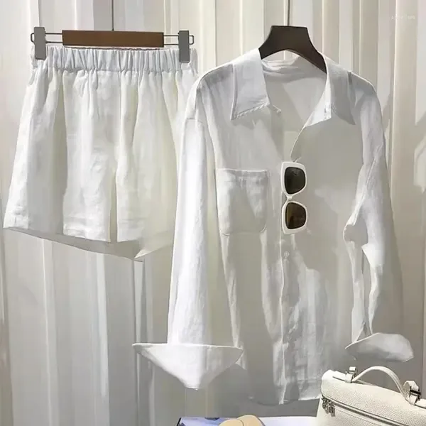 Siga para mujeres Stit White Camiseta de lino