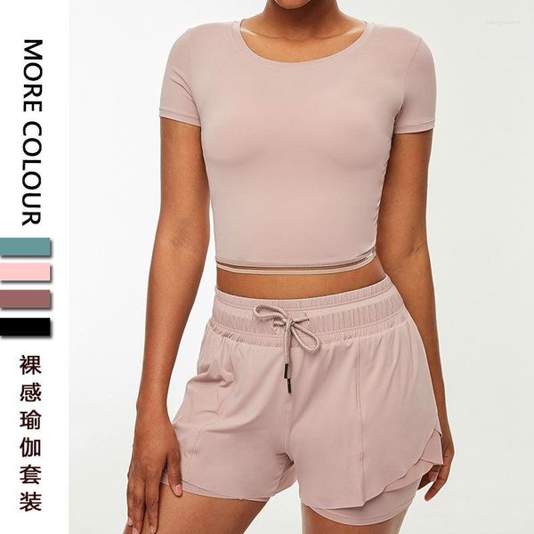 Survêtements pour femmes Withered 2023 Mode Yoga Vêtements Costumes Sports Gym Vêtements Nombril Haut Court Et Shorts Décontractés Deux Pièces Ensembles Femmes