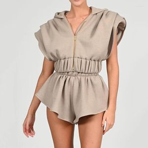 Suisses de survêtement pour femmes Femme des tenues lâches Loungewear top à capuche à capuche rembourrée et à la jambe large courte 2 pièces Streetwear Matching Set Sporty