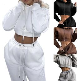 Survêtements pour femmes Femmes 2 pièces Ensemble Casual Sport Tenues Survêtements Sweatsweatpants Jogger Pantalons Mode Hiver Sportswear 231026