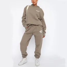 Chándales para mujer, conjuntos de dos piezas con estampado informal, sudaderas con capucha, sudadera con capucha de manga larga para primavera, Tops sueltos, ropa deportiva para mujer