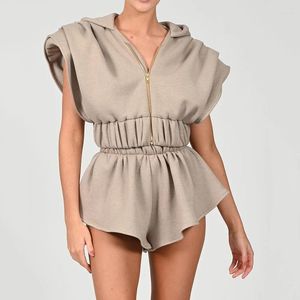 Survêtements pour femmes femmes col à capuche manches chauve-souris ensemble deux pièces solide ample décontracté costume de sport taille haute élastique mode ensembles courts 3