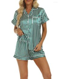 Survêtements pour femmes Femmes S 2 pièces Satin Pyjamas Set T-shirt à manches courtes avec short Vêtements de nuit Loungewear PJS Tenues