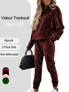 Dames Trainingspakken Dames sweatsuitset Velours Hoodie en broek met lange mouwen Sport Sweatsuits 2-delig Jogging Trainingspakken Outfits S-XXXL 231010