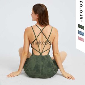 Trainingspakken voor dames Sportjumpsuits voor dames Tie-dye Mouwloos op de rug Cross Yoga-overalls met vulling Hoge rekbare fitnesspakken Body's Sportkleding J230720