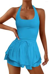 Dames Tracksuits Vrouwen tennisjurk Zomer Casual Solid Color Mouwloze Open Back Athletic Mini -jurken met zakken Sporttraining Golf