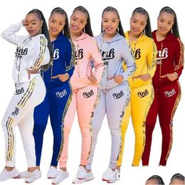 Survêtements Femmes Deux Pièces Ensemble Designer 2023 Printemps Et Automne À Capuche Lettre Imprimé Pull Pantalon Casual Costume De Sport Dro Dhzon