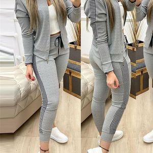 Survêtements pour femmes Femmes Deux Pièces Ensemble Tenues Automne Femmes Survêtement Zipper Haut Et Pantalon Casual Sport Costume Hiver 2 Pièces Femme Ensemble 220924