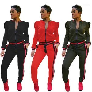 Survêtements pour femmes Mode décontractée Automne Printemps Manches longues Deux pièces Jogger Ensemble Dames Automne Survêtement Survêtements Noir Rouge Plus Si