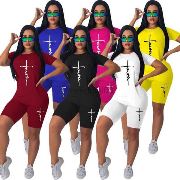 Survêtements femmes mode décontracté foi imprimé T-shirt avec Capri ensemble court vêtements de maison été deux pièces ensembles Y23