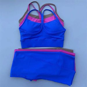 Tracksuits voor dames dames gym sportset 2-delige yogaset fitness trail set hoge taille poot y-vormige rug bh bra top van de lijn loopt set 240424