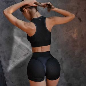 Saisies de piste pour femmes pour femmes en mesh ensembles de vêtements sexy sportifs de soutien-gorge pour femmes shorts set de la combinaison d'été
