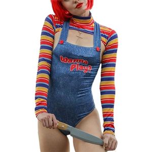 Costumes pour femmes Xingqing Costumes d'Halloween pour femmes Scary Nightmare Killer Doll Wanna Play Movie Character Body Chucky Doll Costume Set 220924