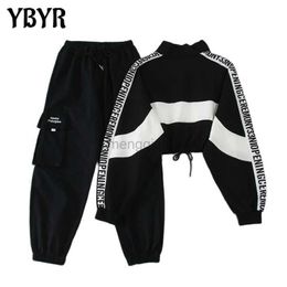 Survêtements pour femmes YBYR Automne Streetwear Cargo Pantalon Femme Harajuku Joggers Lâche Femmes 2 Pièce Costume Taille Haute Sarouel Casual Sweat Y23