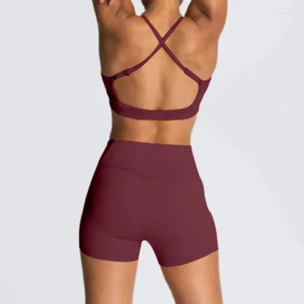 Chándales para mujer Yoga Running 2 piezas Conjunto de gimnasio Ropa de entrenamiento para mujeres Sin costuras Fitness Sujetador deportivo Pantalones cortos Traje Ropa deportiva femenina Chándal