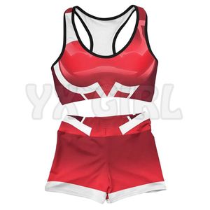 Tracksuits voor dames Zero Two Armor 3D Printed Active Wear Set Combo Outfit Yoga Fitness Soft Shorts Vrouwen voor meisjes korte sets