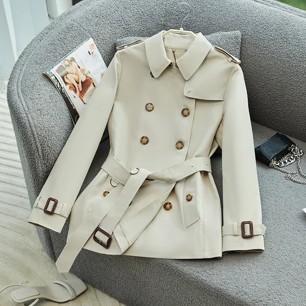 Trench-Coat pour femmes, nouveau Style britannique, coupe-vent kaki, marque classique, Style Hepburn, 2024