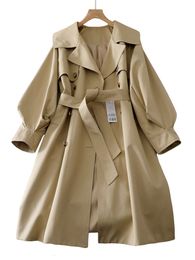 Dames Trench Coat's Jackets Double Breasted lange vrouwelijke jas klassieke revershuls winddicht overjas met riem herfst streetwear 230421