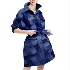 Trench-coat pour femmes Top Nouveau printemps Mode populaire Plaid Coupe-vent Manteau haut de gamme Vêtements de créateurs de luxe pour les femmes Marque Robes bleues