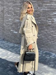 Dames trench jas tuniek sjerpen overknoop vrouwelijk dubbele borsten oversized herfst winter vintage chic casual windbreake 230421