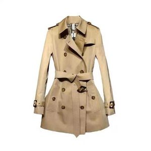 Manteau de styliste pour femmes, Trench-coat court, taille slim, style britannique, kaki, marque de luxe, tendance, ample, printemps et automne