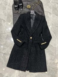 Trench Coats de Women 2022 Designes europ￩ens Designs d'automne et d'hiver New Wool's Long One Button Retro Retro Retro Fit Suit01