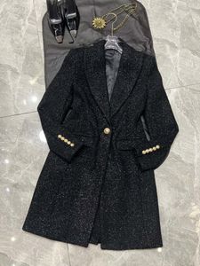 Trench Coats de Women 2022 Designes europ￩ens Designs d'automne et d'hiver New Wool's Long One Button Retro Retro Retro Fit Suit01