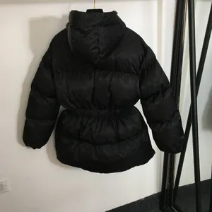 Dames Trenchcoats 2023 Aankomst Van Jurk Taille Lange mouw Katoenen jas met capuchon Y2K Zwarte gesp Geometrische rits Diamant Geruite tas