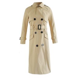 Damen Trenchcoats 2023 Herbst und Winter Khaki Windjacke Damenmode Revers Temperament war dünn im langen Abschnitt Ein Wortmantel fe 230920