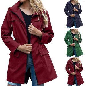 Trenchs pour femmes 2023 automne dames coupe-vent manteau mode femmes veste de pluie en plein air imperméable à capuche imperméable vêtements d'extérieur