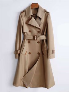 Trench-coat mi-long pour femme, haut de gamme, classique, polyvalent, tempérament, ceinture, Slim, mi-long, nouvelle collection automne 2023