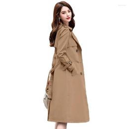 Trench da donna 2023 Autunno selvaggio doppiopetto da donna sciolto medio lungo capispalla da donna per il tempo libero moda femminile cappotto di eleganza