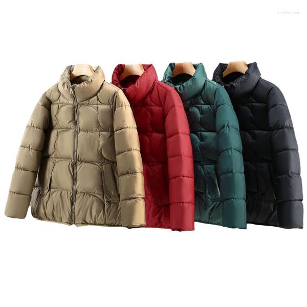 Trenchs de femmes manteaux 2023 automne hiver décontracté femmes veste bouffante col montant court mode solide coton parkas manteau épais vêtements d'extérieur chauds