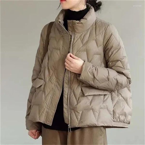 Trenchs de femmes manteaux 2023 automne hiver manteau court doudoune col montant lâche léger mince parkas mode femme blanc canard vêtements d'extérieur