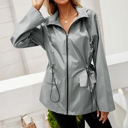 Damesgeuljagen herfst/winter hoodie taille regenjas zip regenjas buiten bergkleding dames kleding ontwerper