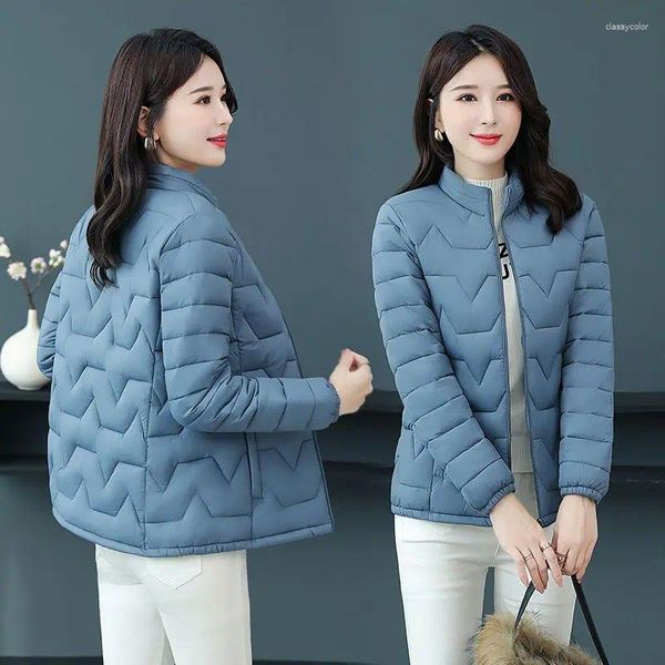 Abrigos de trinchera para mujer 2023 Otoño Invierno Parkas Mujeres Mandarin Collar Ropa Sólida Slim Moda Wadded Chaquetas Algodón Acolchado Abrigo Femenino